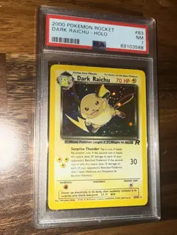 Pokemon Dark Raichu Holo Secret Rare Card 83/82 PSA 7 NM - Image 3