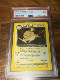 Pokemon Dark Raichu Holo Secret Rare Card 83/82 PSA 7 NM - Image 4
