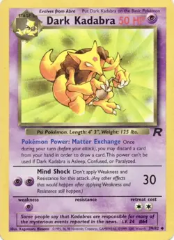 Dark Kadabra - 39/82 - Pokemon Team Rocket Unlimited Card WOTC LP - Image 1
