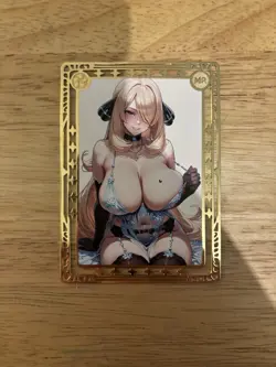 Pokemon Cynthia Goddess Story Anime Gold Metal Waifu Card - Lightly Damaged - Image 1