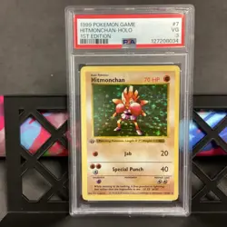 1st Edition Shadowless Base Set Hitmonchan Holo 7/102 Pokemon 1999🔥PSA 3 - Image 1