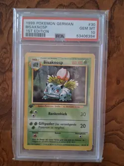 Pokemon Base Set 30/102 Bisaknosp 1. Edition PSA 10 GEM MINT 1999 - Image 1