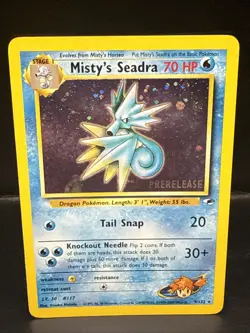 Pokemon TCG Misty's Seadra Holo Rare Gym Heroes Prerelease 9/132 CN - Image 2