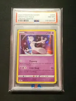 Pokemon TCG Mewtwo Crown Zenith 059/159 Holo Rare PSA 8 sword and shield #059 - Image 3