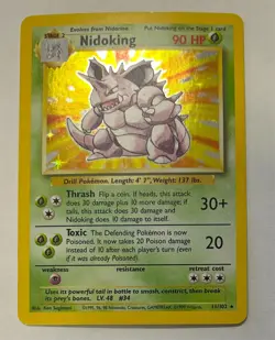 Pokemon Nidoking Base Set 11/102 Holo Rare Stage 2 90HP Wizards 1999-2000 - Image 1