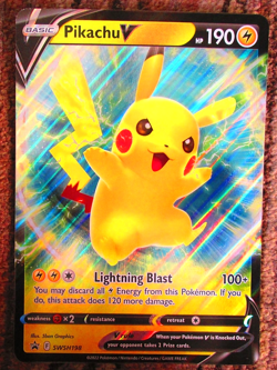 Pokemon - Jumbo Pikachu V SWSH198 Oversize Black Star HOLO Promo - Image 1