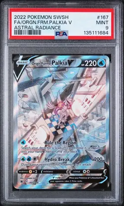 2022 POKEMON SWORD & SHIELD ASTRAL RADIANCE FULL ART/ORIGIN FORME PALKIA V PSA 9 - Image 1