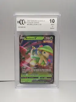 2021 Pokemon SWSH Fusion Strike #6 Breloom V Ultra Rare Holo BCCG Mint 10 - Image 1