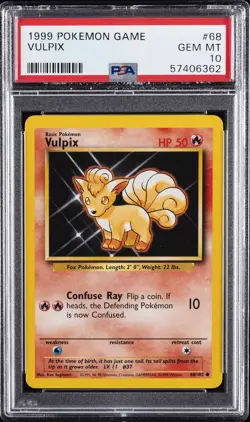 1999 POKEMON BASE SET UNLIMITED #68 VULPIX PSA 10 - Image 1