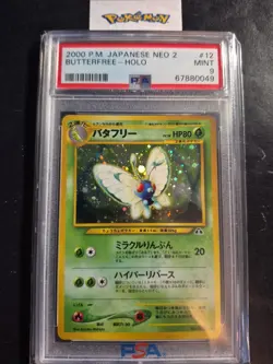2000 Pokemon Japanese Neo 2 #12 Butterfree Holo PSA Mint 9 - Image 1