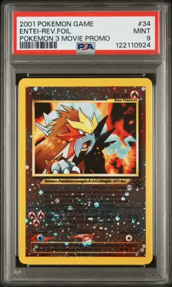 Pokemon Entei 34/53 PSA 9 Mint - 3rd Movie Promo WOTC Reverse Foil Holo - Image 1