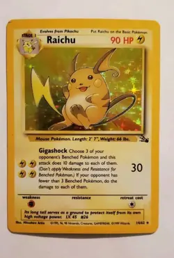 Pokemon TCG Raichu 14/62 Fossil Set 1999 Holo Rare Unlimited VTG WOTC - Image 1
