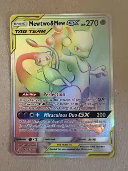 Pokemon Unified Minds Mewtwo & Mew GX Tag Team 242/236 Rainbow Secret Rare NM/M - Image 2