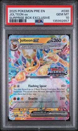 Pokemon TCG Jolteon EX 030/131 Stamped Promo Card Surprise Box PSA 10 - Image 1