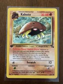 Pokemon TCG Kabuto Fossil 1st Edition Common Card 50/62 - Image 1