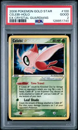 2006 POKEMON EX CRYSTAL GUARDIANS GOLD STAR #100 CELEBI-HOLO PSA 2 - Image 1