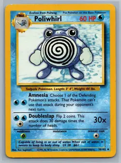 Poliwhirl 38/102 Base Set Uncommon Pokemon TCG 1999 - Image 1