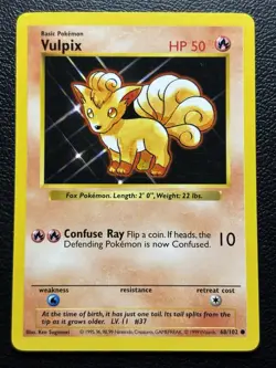 Pokemon TCG Vulpix Base Set 68/102 Regular Unlimited Common Shadowless Card LP - Image 1