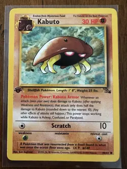 Pokemon TCG Kabuto Fossil 1st Edition Common Card 50/62 - Image 1