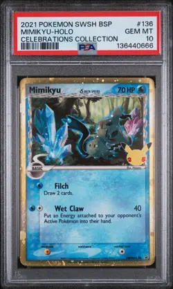2021 POKEMON SWSH BLACK STAR PROMO 136 MIMIKYU CELEBRATIONS COLLECTION PSA 10 - Image 1