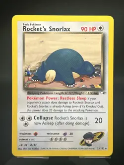 Pokemon TCG Rocket’s Snorlax 33/132 Gym Heroes Regular Rare LP - Image 1