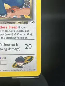 Pokemon TCG Rocket’s Snorlax 33/132 Gym Heroes Regular Rare LP - Image 4