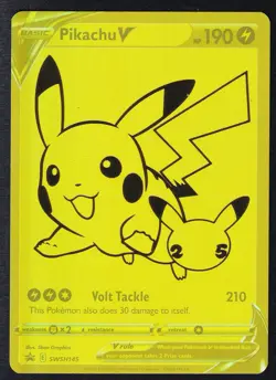 Pokemon TCG Card Pikachu V SWSH145 25th Celebrations Black Star Promo - Image 1