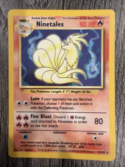Pokemon TCG Ninetales Holo Rare Card 12/102 Base Set - Image 1
