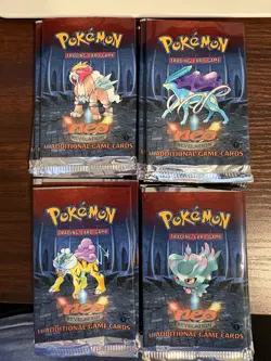 2001 Pokemon Cards Neo Revelation- 16 1st Ed Empty Packs - Image 1