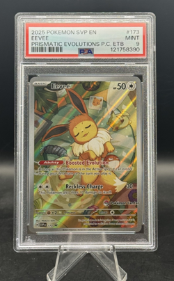 Eevee 2025 Prismatic Evolutions Pokemon Center Promo SVP-173 Stamped Card PSA 9 - Image 1