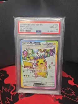 Pokemon Pikachu EX Surging Sparks #219/191 SV08 Gem Mint PSA 10 - Image 1