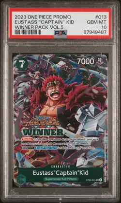 2023 ONE PIECE #013 EUSTASS "CAPTAIN" KID WINNER PACK VOL.5 PSA 10 GEM MINT - Image 1