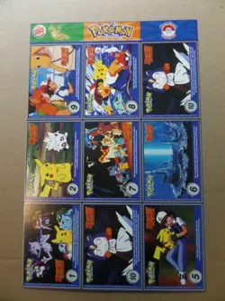 POKEMON 1ST MOVIE CARDS 1999 BURGER KING #17 MASTER TRAINER SET UNCUT SHEET9CARD - Image 2