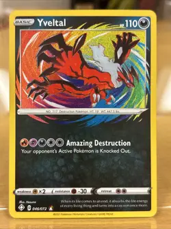 POKEMON CARD - YVELTAL AMAZING RARE 046/072 SWORD & SHIELD SHINING FATES - Image 1
