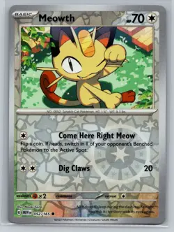 Meowth #052/165 SV: Scarlet & Violet 151 Reverse Holo Common - Pokemon Cards H31 - Image 1