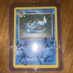 Jason Paige Signed Base Set Vaporeon Card!! OG Pokemon Theme Song Singer!! - Image 1