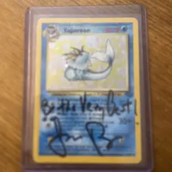Jason Paige Signed Base Set Vaporeon Card!! OG Pokemon Theme Song Singer!! - Image 2