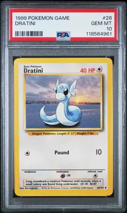1999 POKEMON BASE SET UNLIMITED #26 DRATINI PSA 10 - Image 1