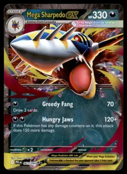 Mega Sharpedo ex 061/094 Double Rare Phantasmal Flames Pokemon Near Mint - Image 1