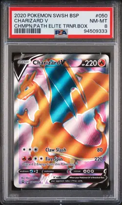 2020 Pokemon Champions Path Charizard V Black Star Promo #SWSH050 PSA 8 NM-MT - Image 1