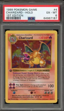 Pokemon Charizard Base Set Shadowless 1st Edition Holo Rare #4 PSA 6 - Image 1