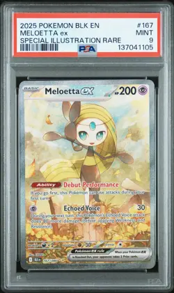 2025 POKEMON BLK EN-BLACK BOLT SPECIAL ILLUSTRATION RARE #167 MELOETTA EX PSA 9 - Image 1