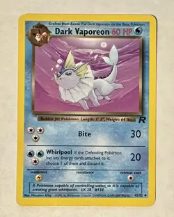 VINTAGE NM+ Dark Vaporeon 45/82- Uncommon- Team Rocket Set- Pokemon TCG NM - Image 1