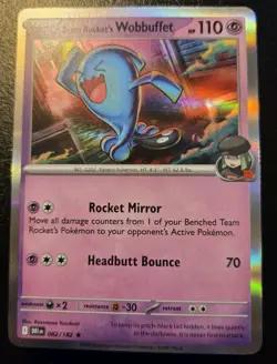 Team Rocket's Wobbuffet 082/182 Holo Rare Destined Rivals Pokemon TCG - Image 1