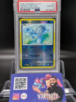 PSA 10 GEM MINT Lapras 21/106 Reverse Holo 2008 Pokemon D&P Great Encounters - Image 1