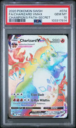 2020 POKEMON SWORD & SHIELD CHAMP'S PATH SECRET FULL ART/CHARIZARD VMAX PSA 10 - Image 1
