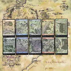 MTG Lord Of The Rings Basic Land FOIL Map Set (10 Cards) Tales Of Middle Earth - Image 1