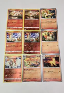 Lot Of 9 Various Ponyta & Rapidash Pokemon Card Lot Evo Collection Reverse Holo - Image 1
