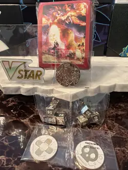 Charizard SWSH Ultimate Premium Collection Card Sleeves, Dice And Coins - Image 1