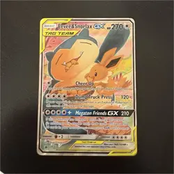 Pokemon Eevee & Snorlax GX TAG TEAM Promo Holo SM169 270HP Card - Image 1